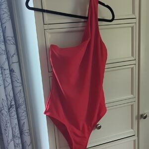 Kona Sol Chic Red One-Shoulder Swimsuit/ Bodysuit